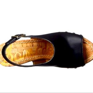 sam edelman camille black studded leather wood wedge sandal